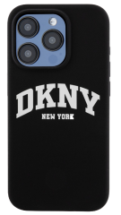 Pouzdro iPhone 15 Pro DKNY Liquid Silicone Arch Logo MagSafe, černá