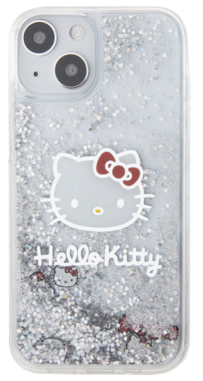 Pouzdro iPhone 12/12 Pro Hello Kitty Liquid Glitter Head Logo