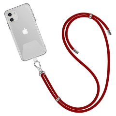 Crossbody popruh s upevněním pod kryt telefonu, červená