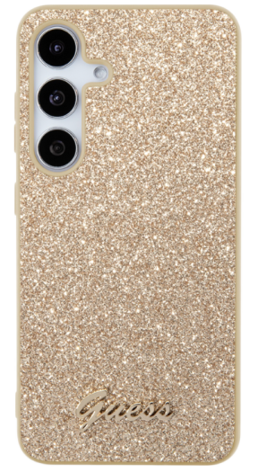 Pouzdro Samsung Galaxy S24 Guess PC/TPU Glitter Flakes Metal Logo