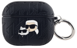 Pouzdro AirPods 3 Karl Lagerfeld PU Embossed Karl and Choupette Heads, černá