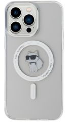 Pouzdro iPhone 15 Pro Max Karl Lagerfeld IML Choupette MagSafe, průhledná