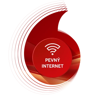 logo Vodafone s ikonou a textací pevný internet