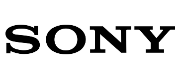 Logo Sony černým písmem na průhledném pozadí